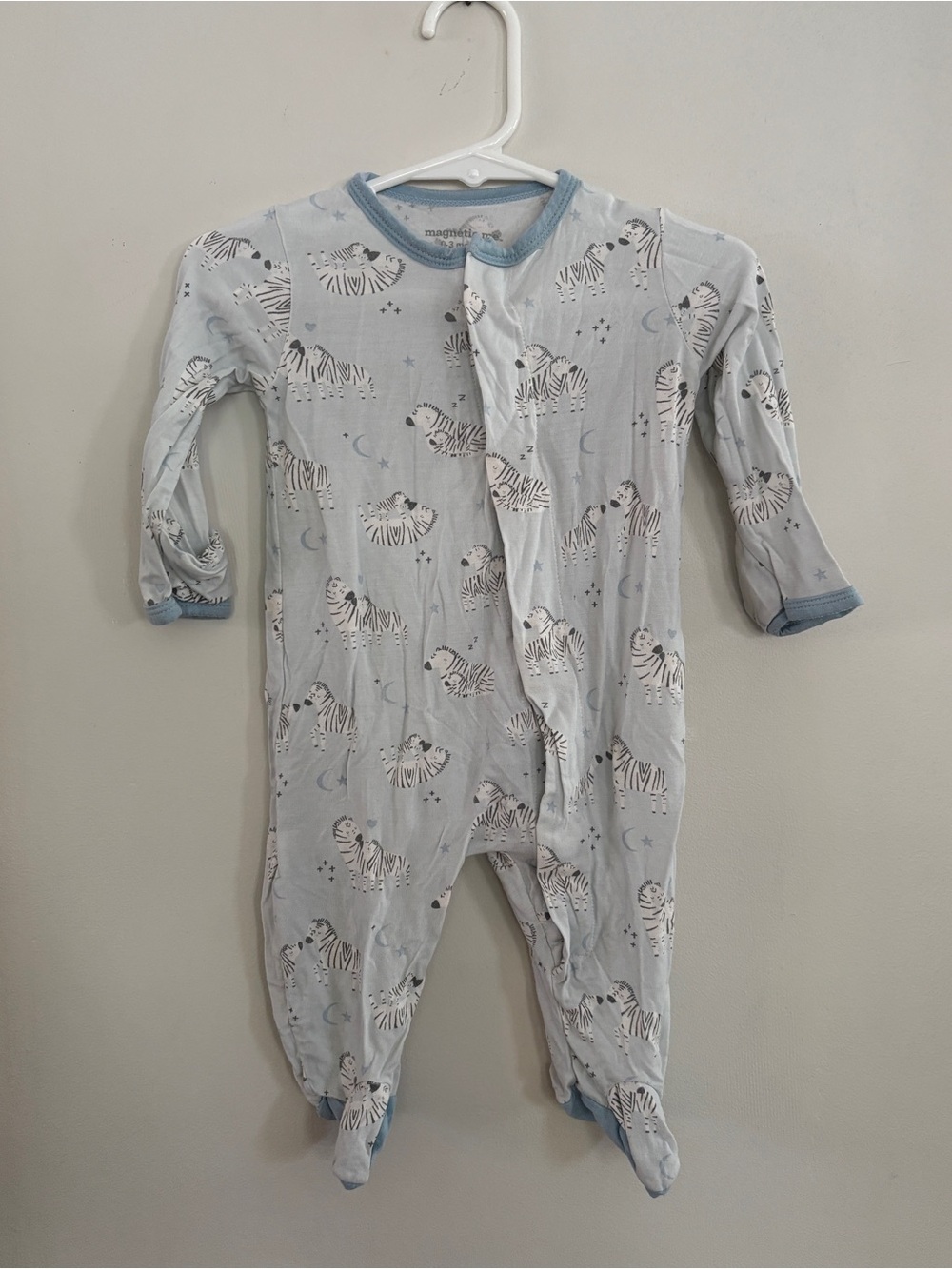 Magnetic Me Blue Zebra Modal Spandex Footed Sleeper 0-3 Months